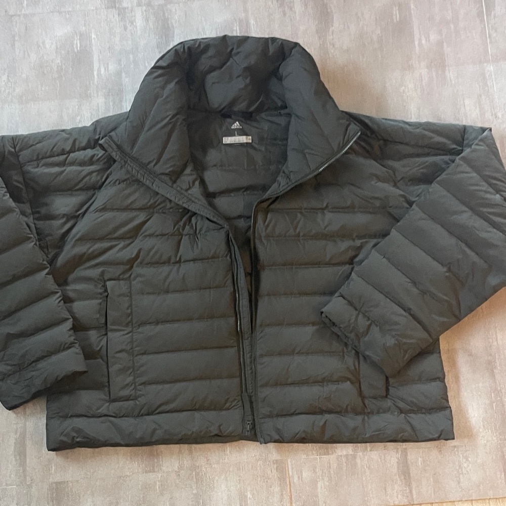 Adidas- Dark Military Green-quilted Jacket- SZ Large